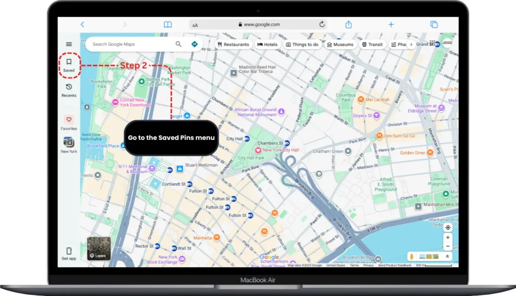 How to Find Your Saved or Dropped Pins Later - Step 2