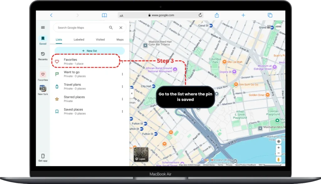How to Find Your Saved or Dropped Pins Later - Step 3