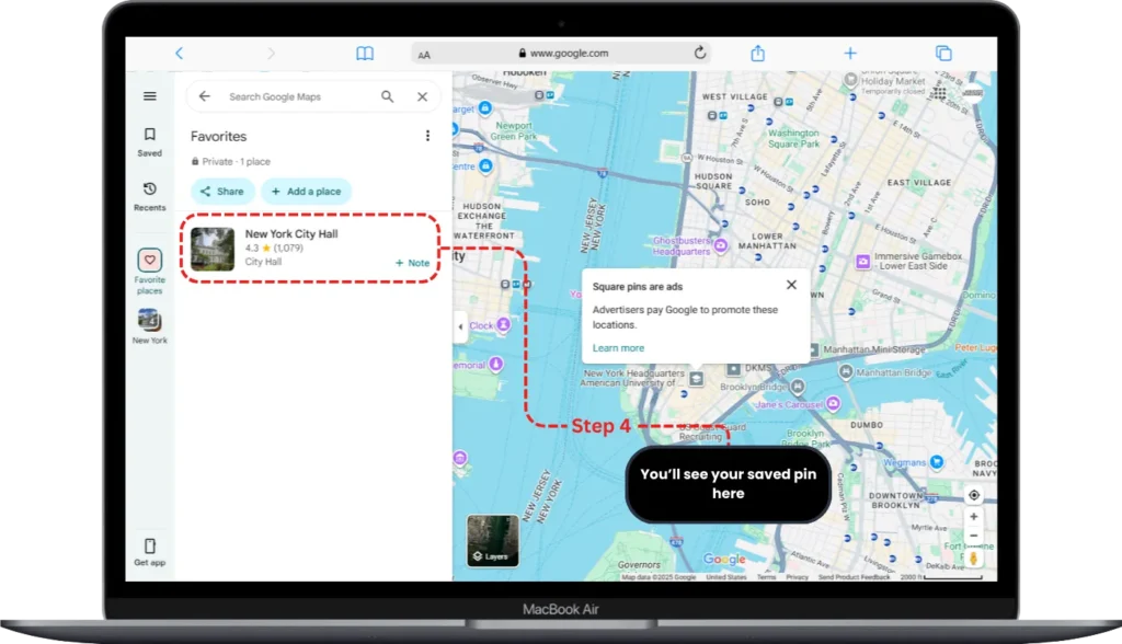 How to Find Your Saved or Dropped Pins Later - Step 4