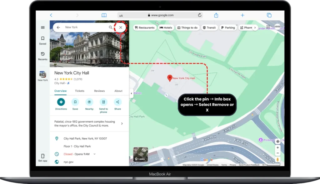 How to Remove or Delete a Pin in Google Maps On Desktop